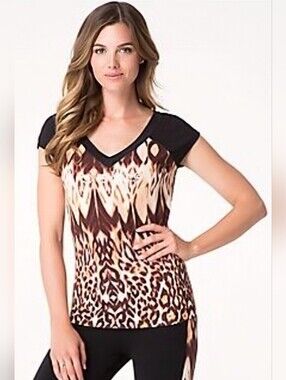 Vintage BEBE Aztec Animal Swarovski Crystal Logo Top Rare Y2K